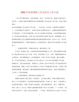 街道残联工作总结及工作计划