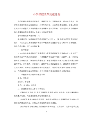 小学课程改革实施计划