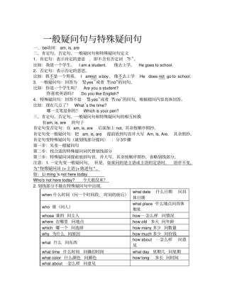 七年级上一般疑问句与特殊疑问句练习