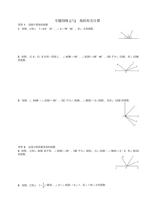 七年级上册专题训练六角的有关计算含答案