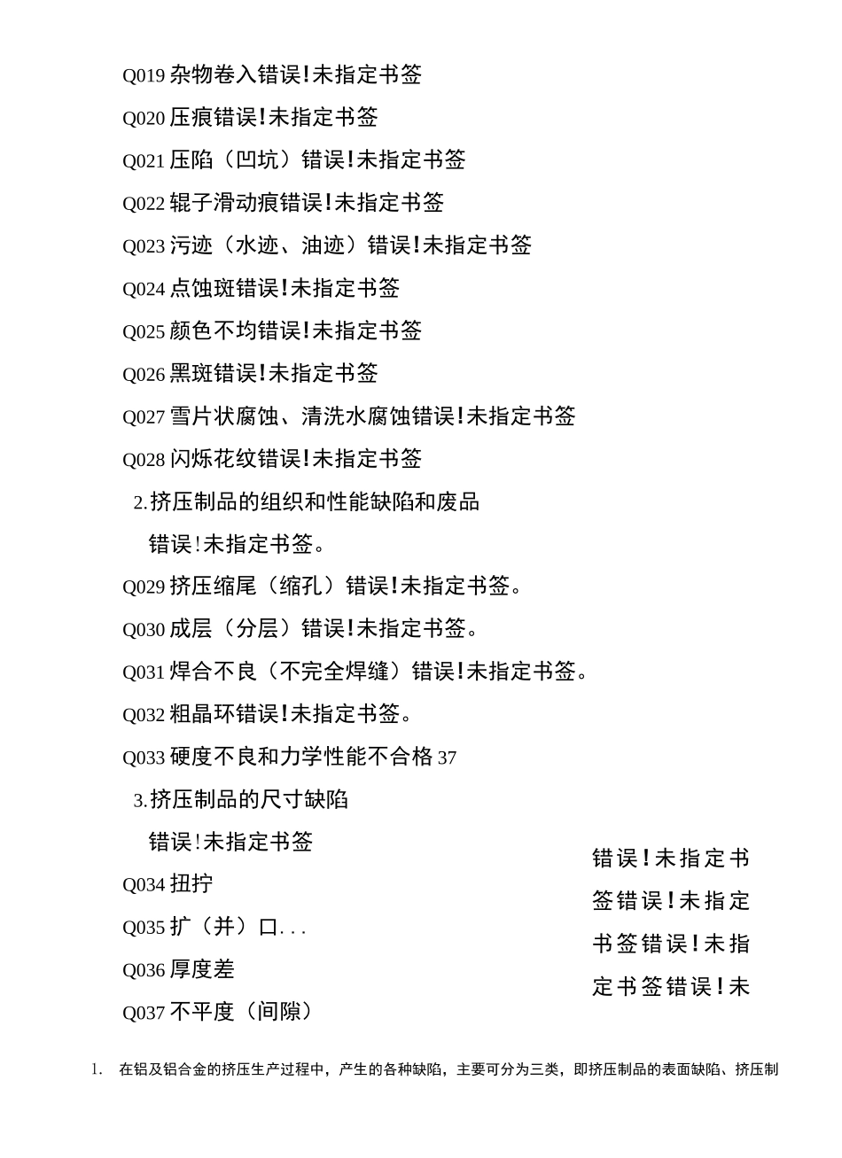 铝合金挤压型材缺陷明细表_第3页