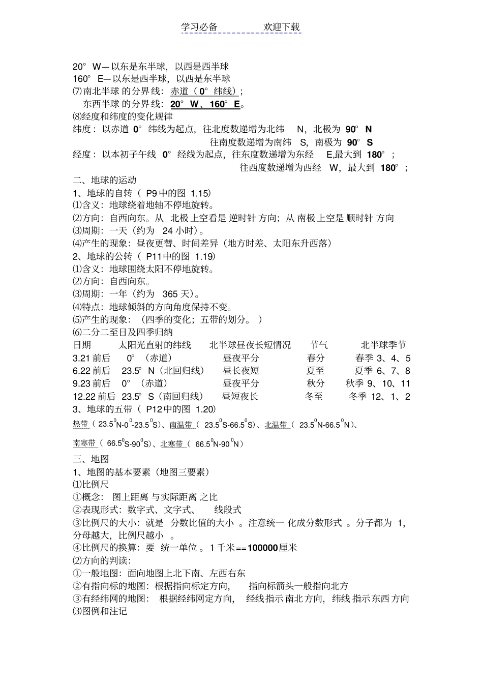 七年级上册地理第一二章复习提纲_第2页