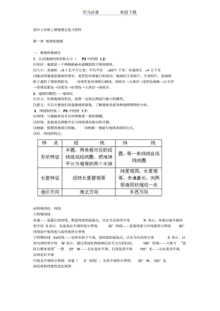 七年级上册地理总复习资料
