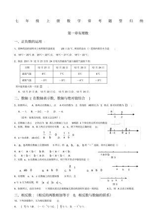 七年级上册数学常考题型归纳期末复习用