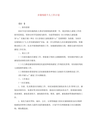 乡镇残联个人工作计划