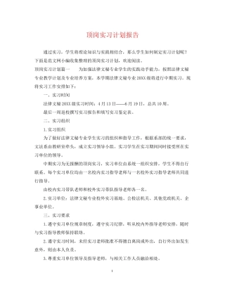 顶岗实习计划报告