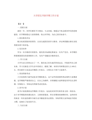 大学团支书新学期工作计划