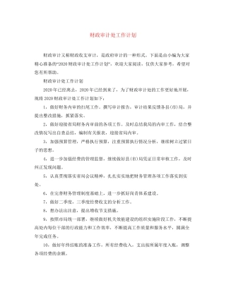 财政审计处工作计划