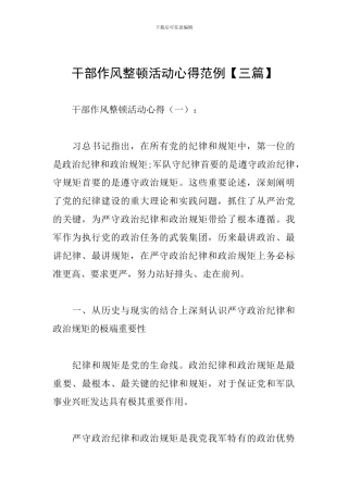 干部作风整顿活动心得范例