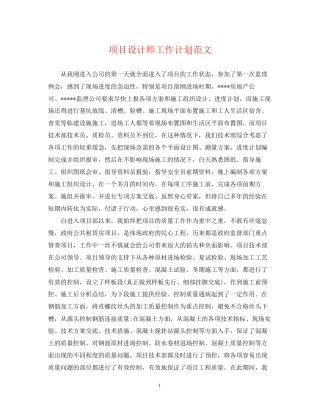 项目设计师工作计划范文2