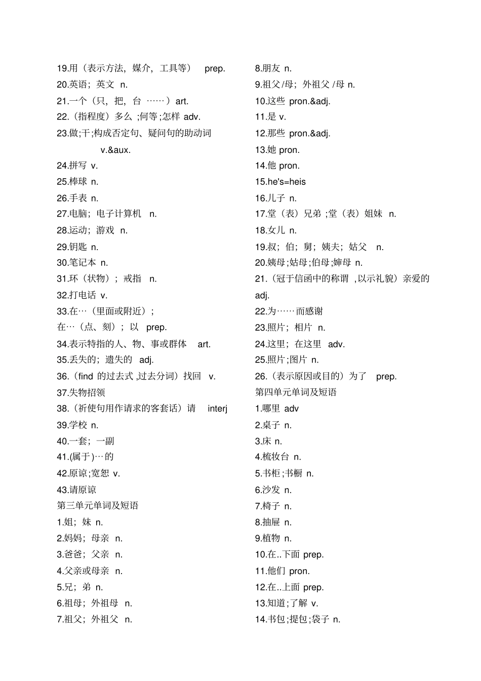 七年级上册英语单词表人教版汉语_第2页