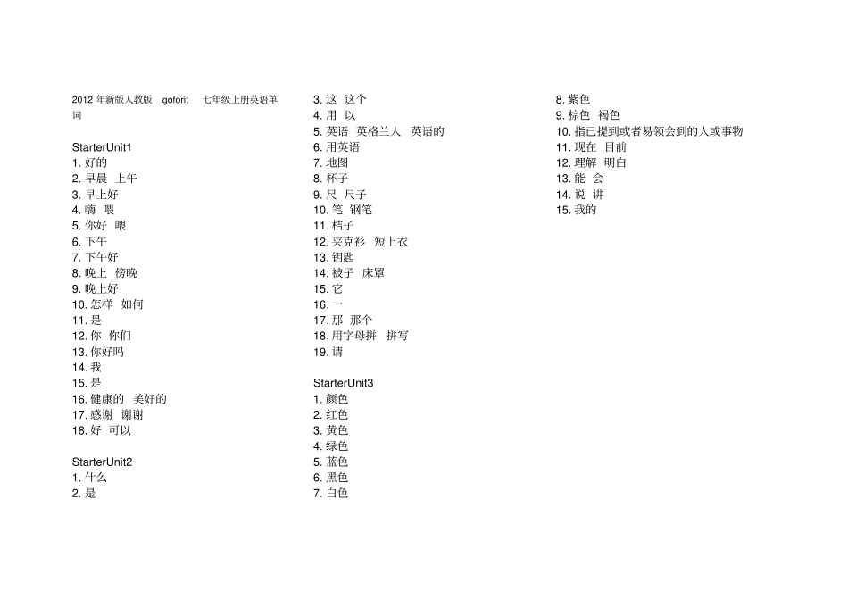 七年级上册英语单词默写卡片_第1页
