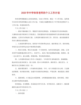 2020年体育老师的个人工作计划