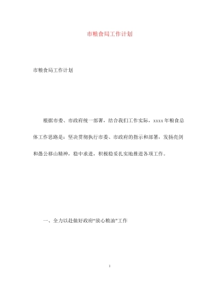 市粮食局工作计划