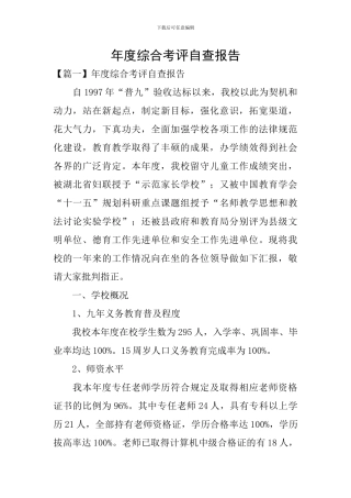 年度综合考评自查报告