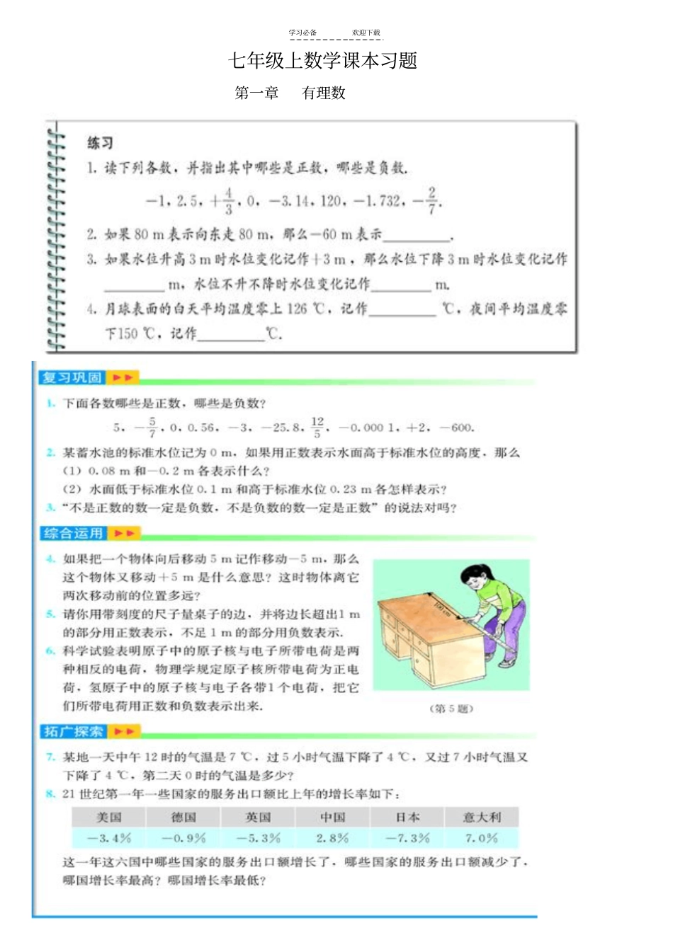 七年级上数学课本习题_第1页