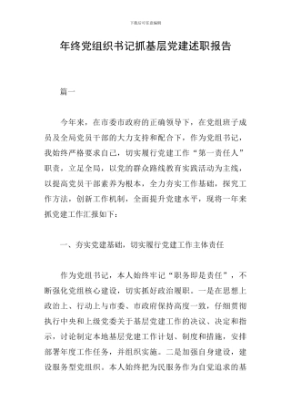 年终党组织书记抓基层党建述职报告