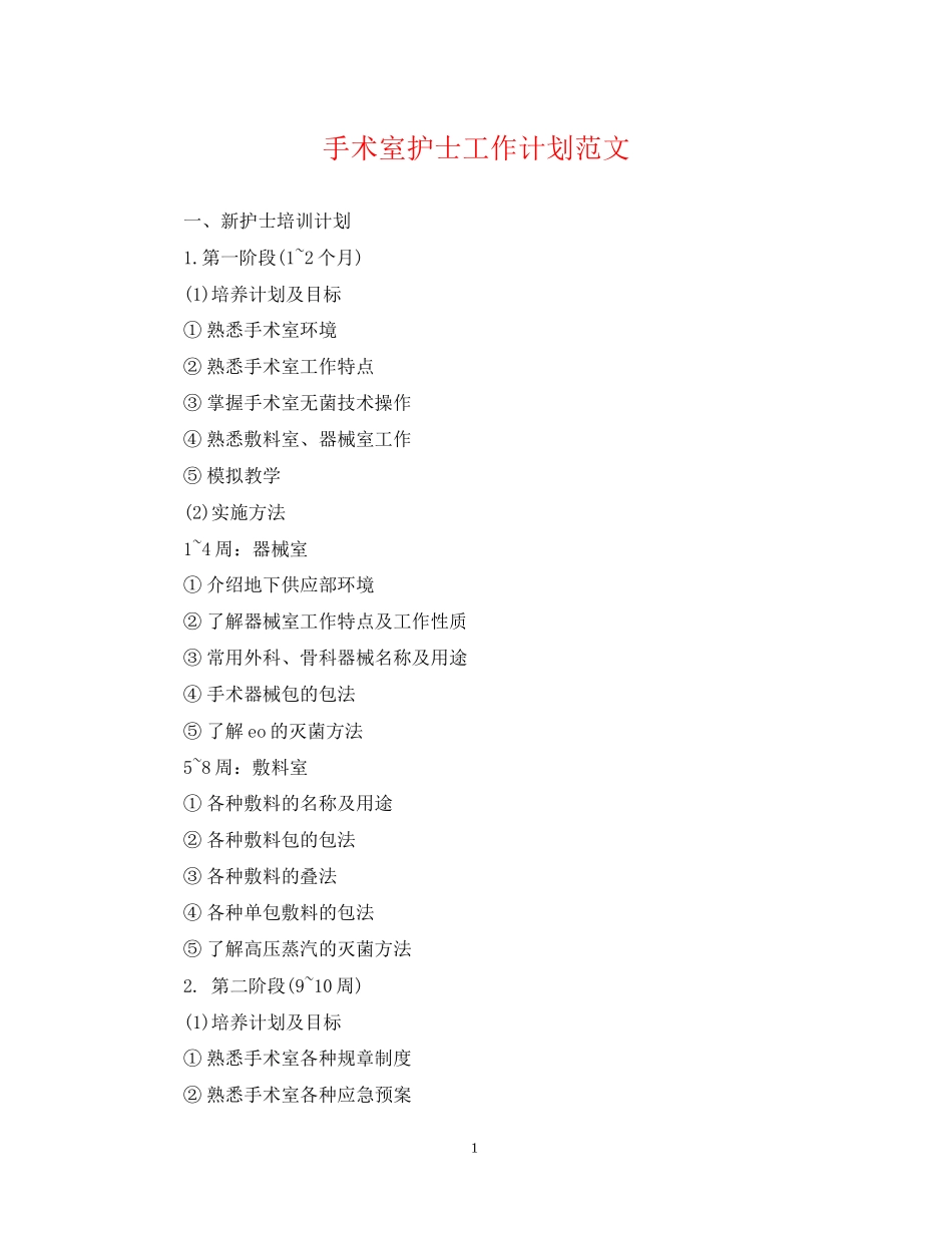 手术室护士工作计划范文2_第1页