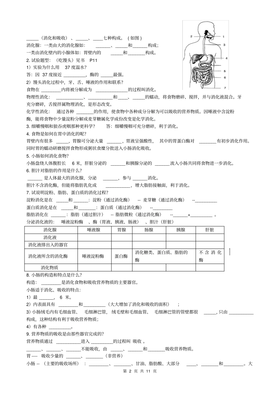 七年级下册----生物复习提纲济南版_第2页