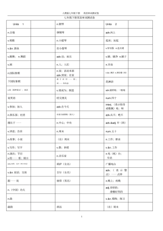七年级下册单词测试卷