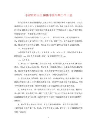 学前班班主任年新学期工作计划