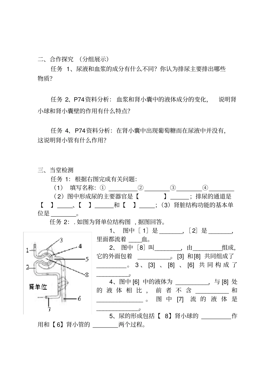 七年级下册生物人体内废物的排出导学案_第2页