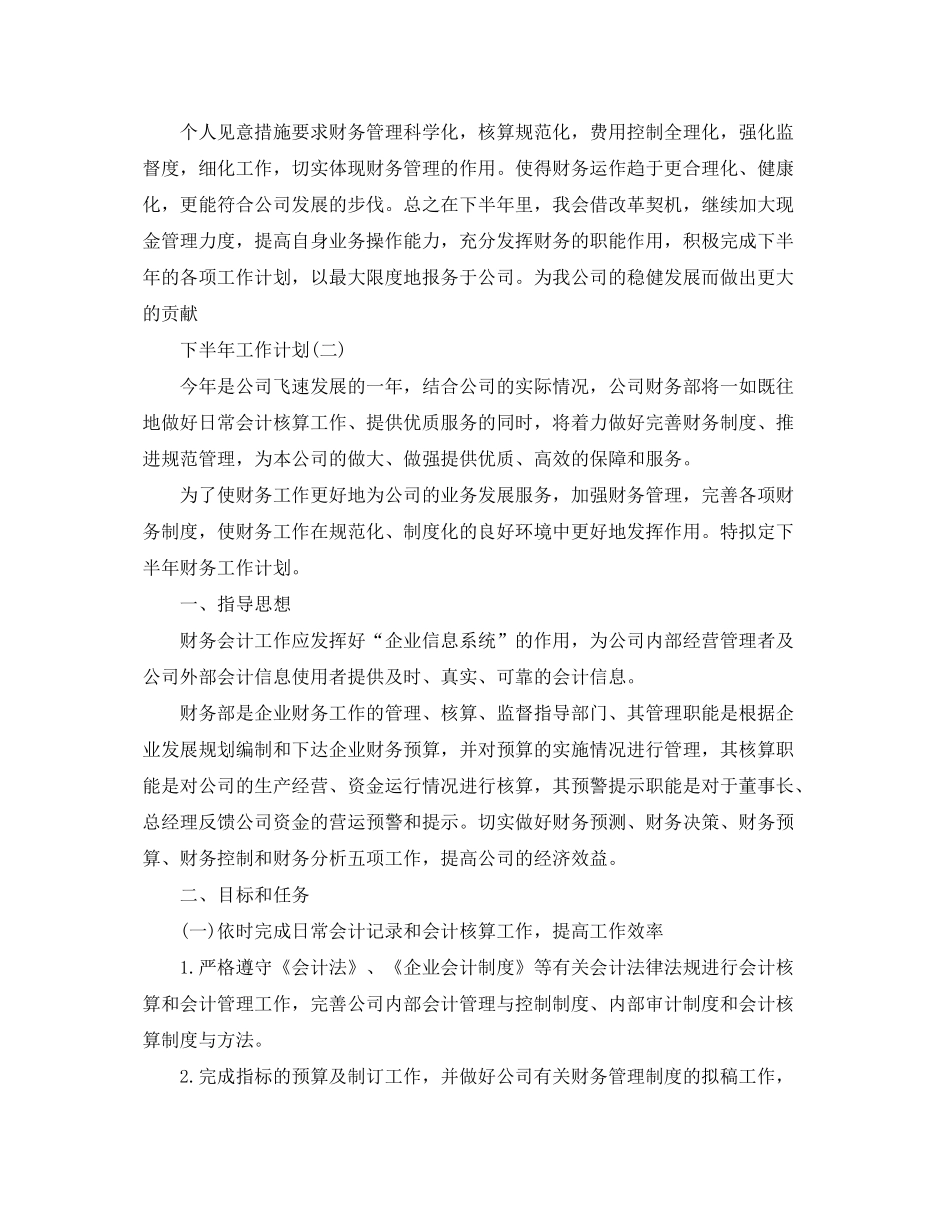 2020年财务人员的下半年工作计划_第2页