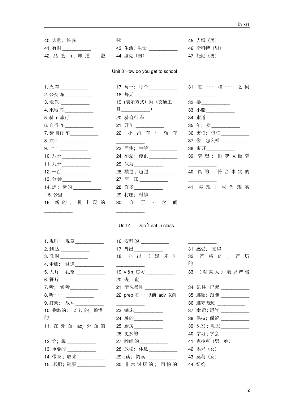 七年级下册英语单词默写版2019_第2页