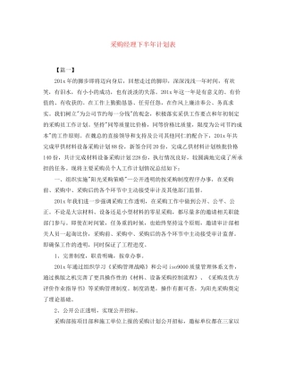 采购经理下半年计划表