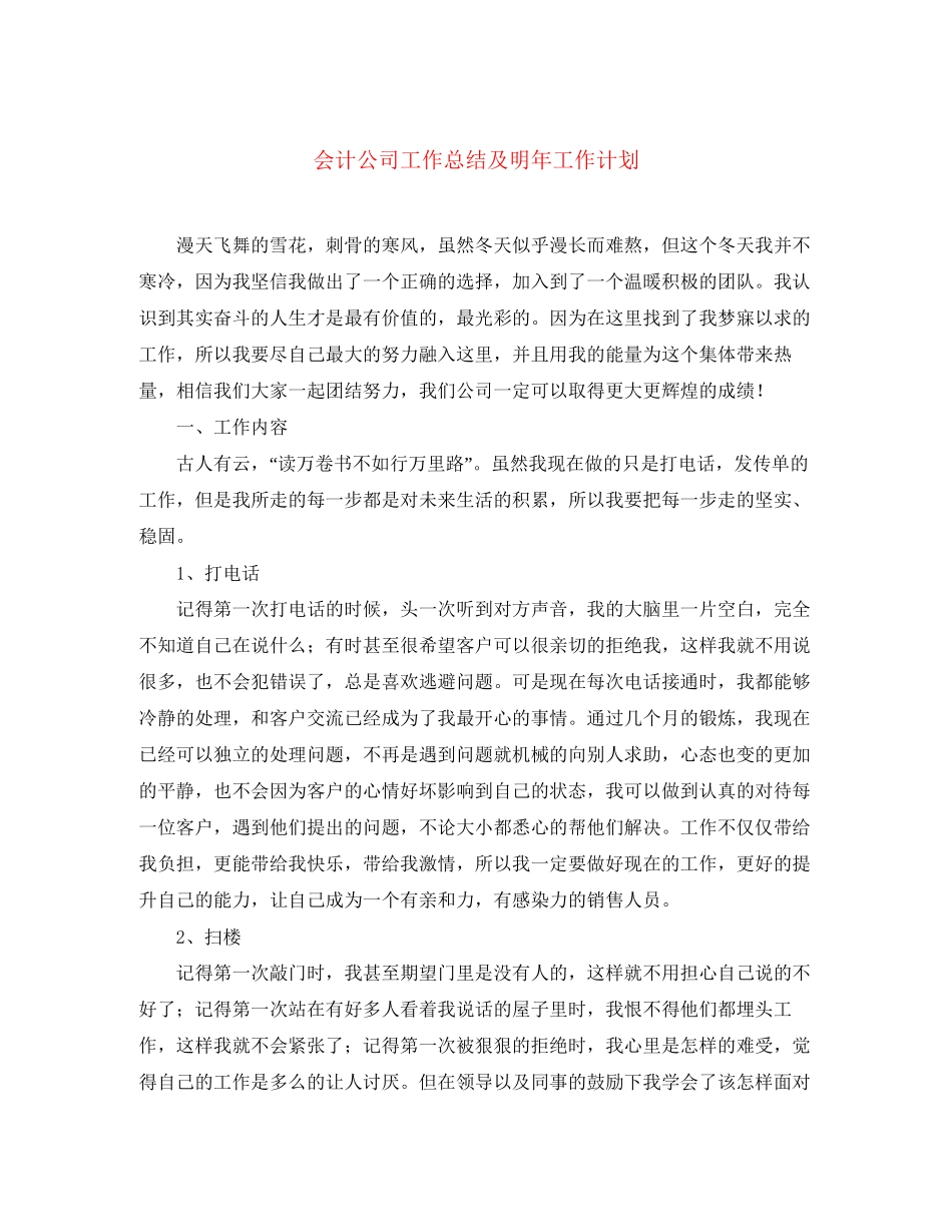 会计公司工作总结及明年工作计划_第1页