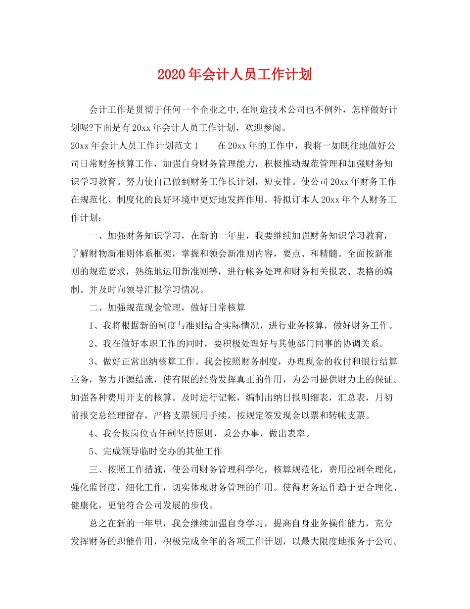 2020年会计人员工作计划_第1页