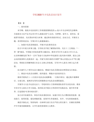 学校年少先队活动计划书