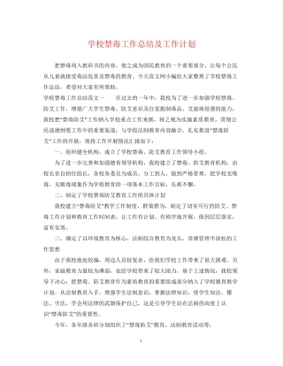学校禁毒工作总结及工作计划