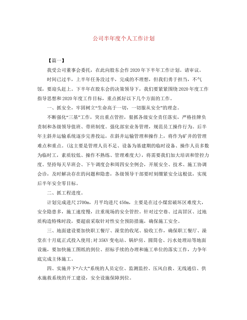 公司半年度个人工作计划_第1页