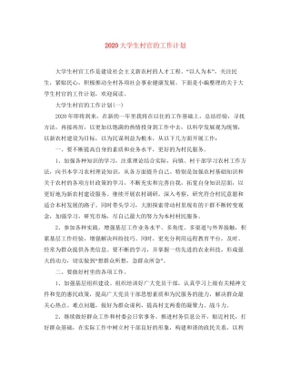 大学生村官的工作计划