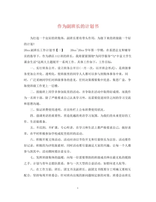 作为副班长的计划书