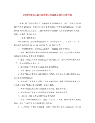 2020年法院工会小组年度工作总结及明年工作计划