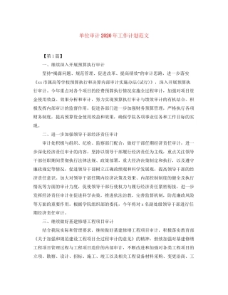 单位审计年工作计划范文