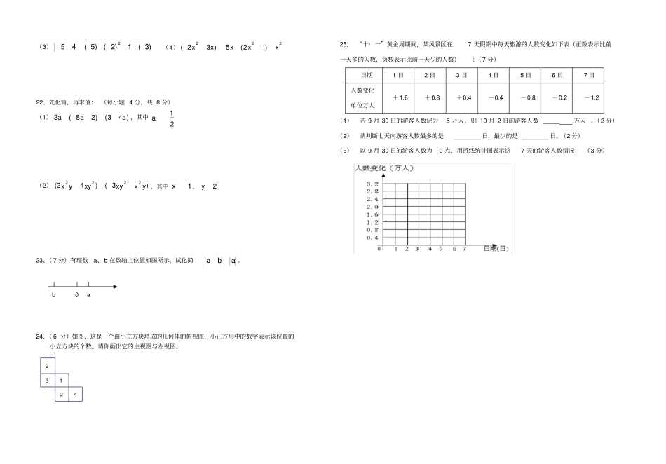 七年级数学上期期中竞赛试题_第2页