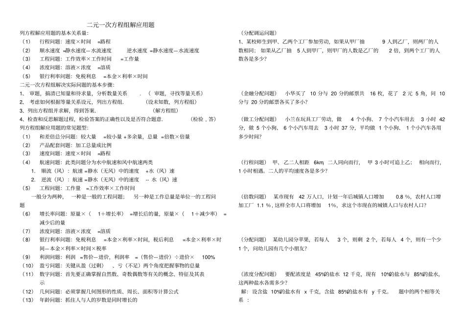 七年级数学下册二元一次方程组应用题_第1页