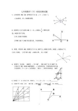 七年级数学下培优试题