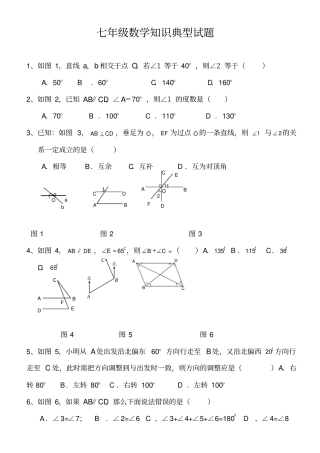 七年级数学知识典型试题