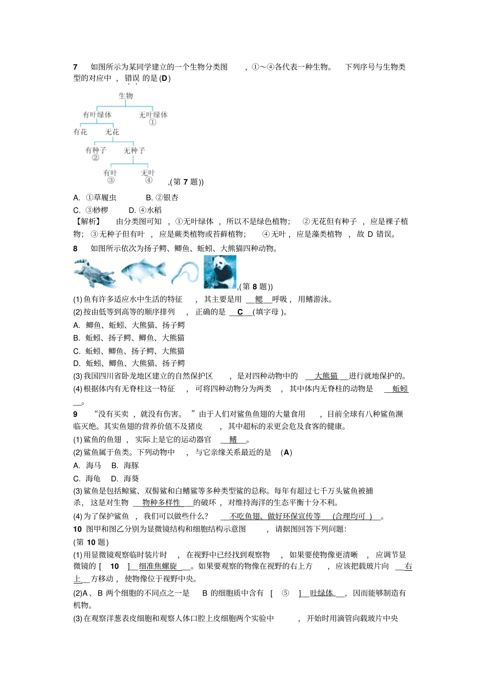 七年级浙教版科学上册同步练习：复习课-文档资料_第2页