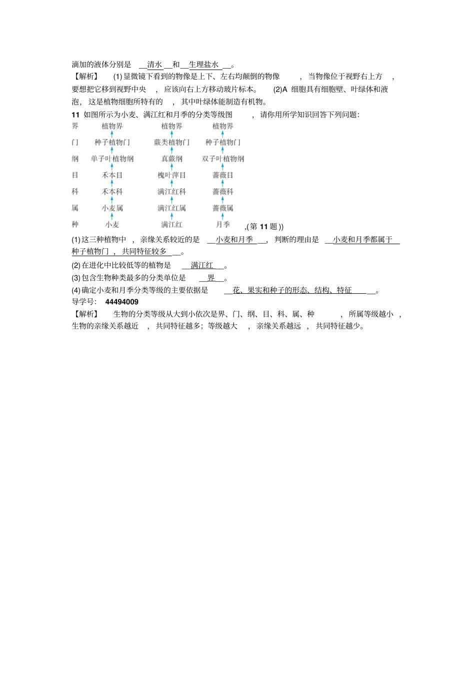 七年级浙教版科学上册同步练习：复习课-文档资料_第3页