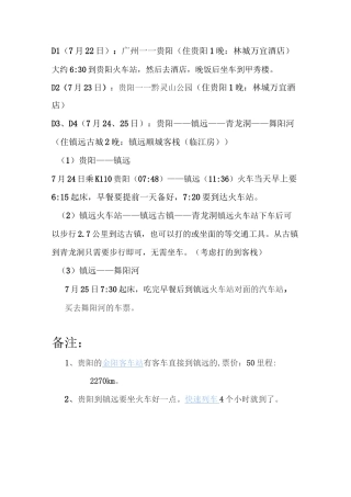 贵州旅游行程安排