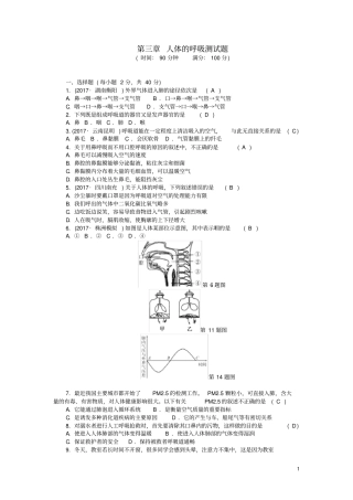 七年级生物下册人体的呼吸测试题新人教版