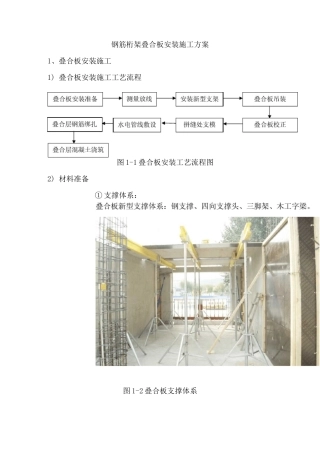 钢筋桁架叠合板安装施工方案