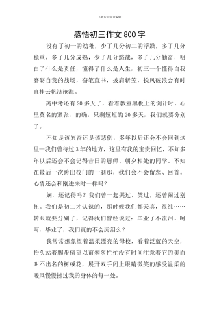 感悟初三作文800字