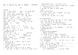 七年级英语下册Unit3Howdoyougettoschool知识点总结导学案无答案新版人教新目标版