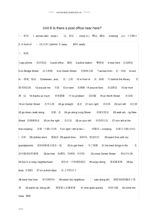 七年级英语下册Unit8Isthereapostofficenearhere知识点归纳素材新版人教新目标版